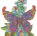Фигурный деревянный пазл Бабочка на цветке